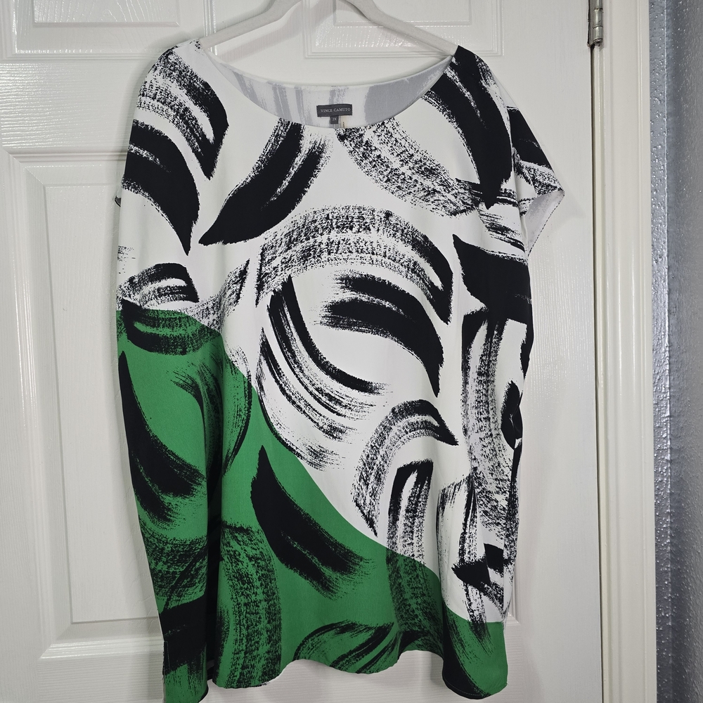 Abstract Black and Green Women's Top